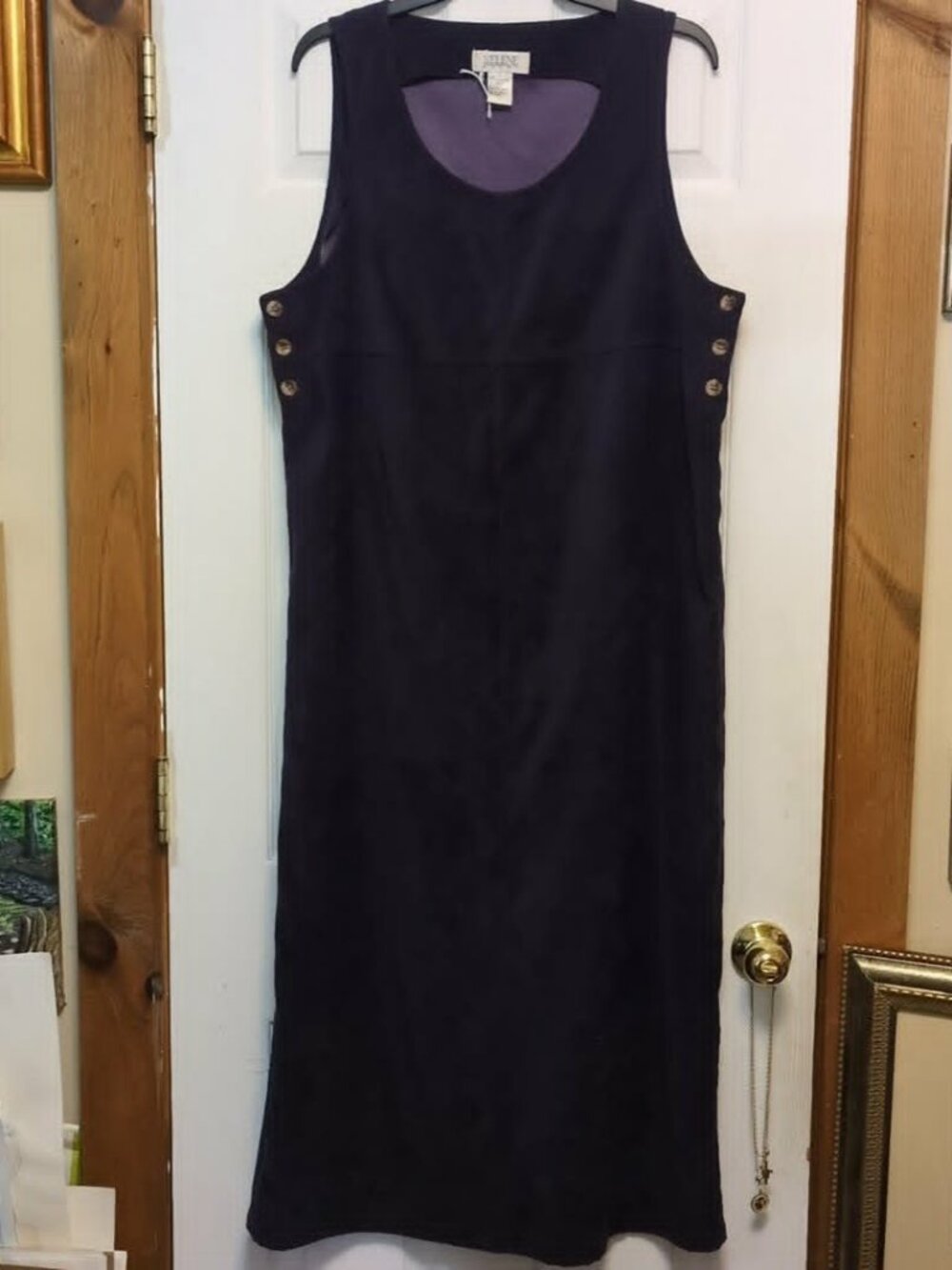 Selene Sport Vintage Sz L Purple Jumper Dress Faux Suede Midi Lagenlook 90's Min